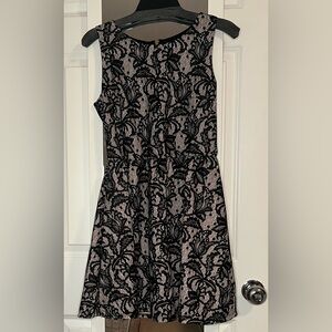 Black and Cream Lace A-Line Dress